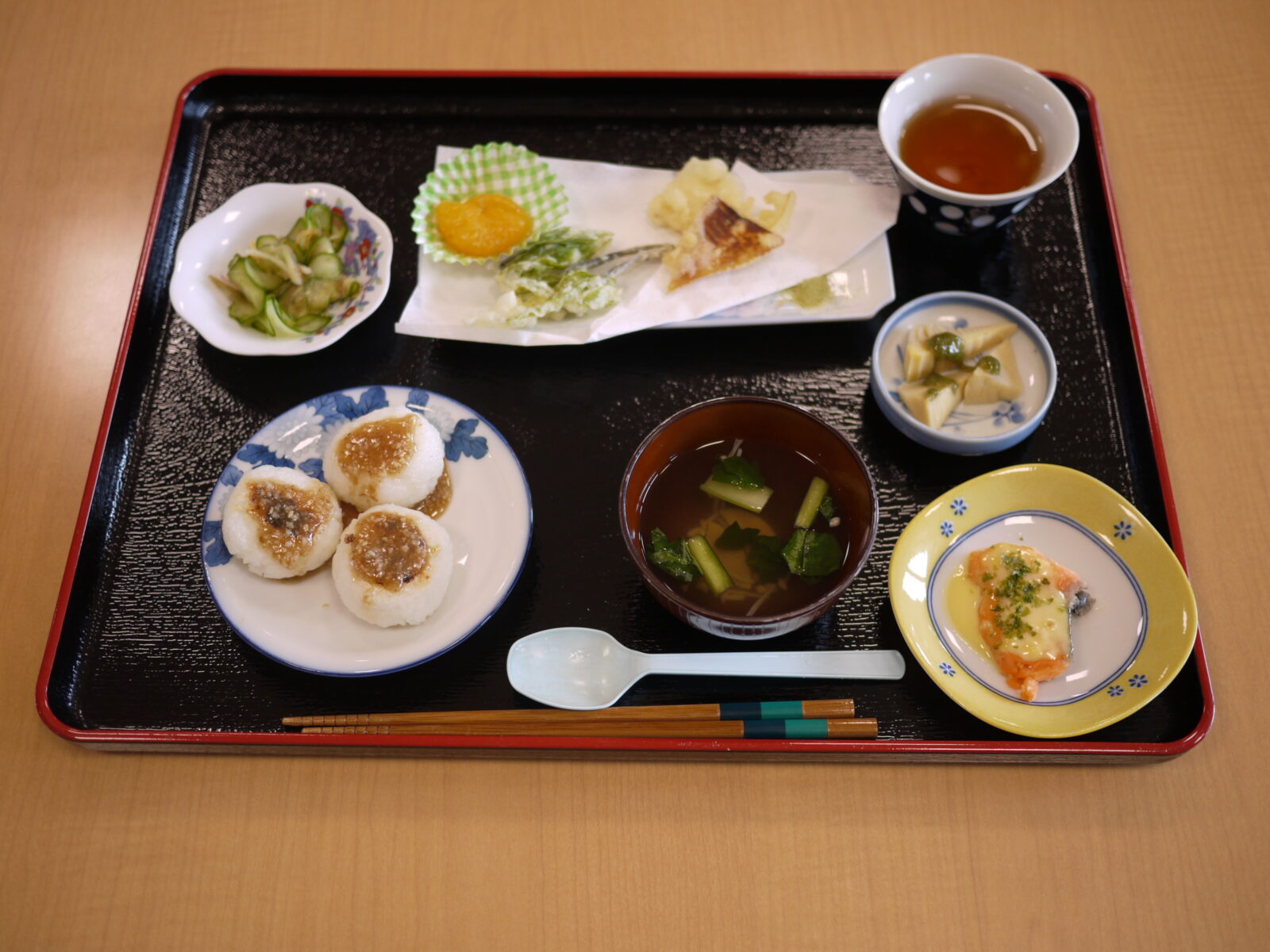 五平餅と季節の天ぷら